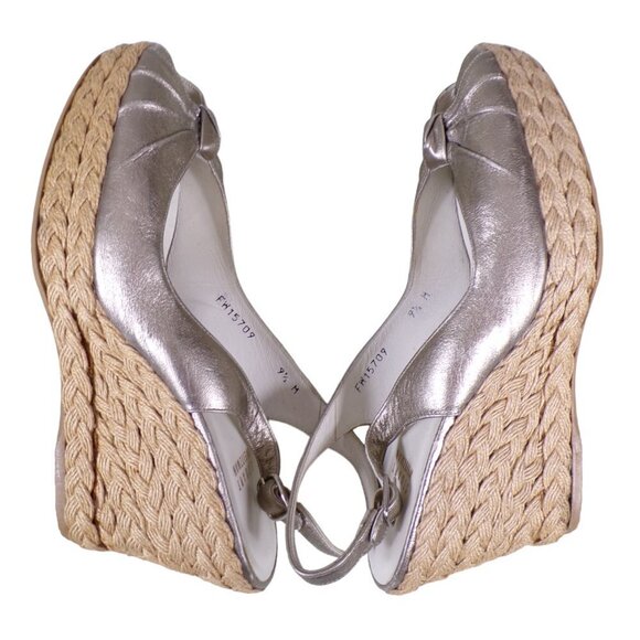 NEW Stuart Weitzman Peep Toe Fiesta Espadrille Wedge Sandals Size 9.5M #506 - Picture 6 of 8